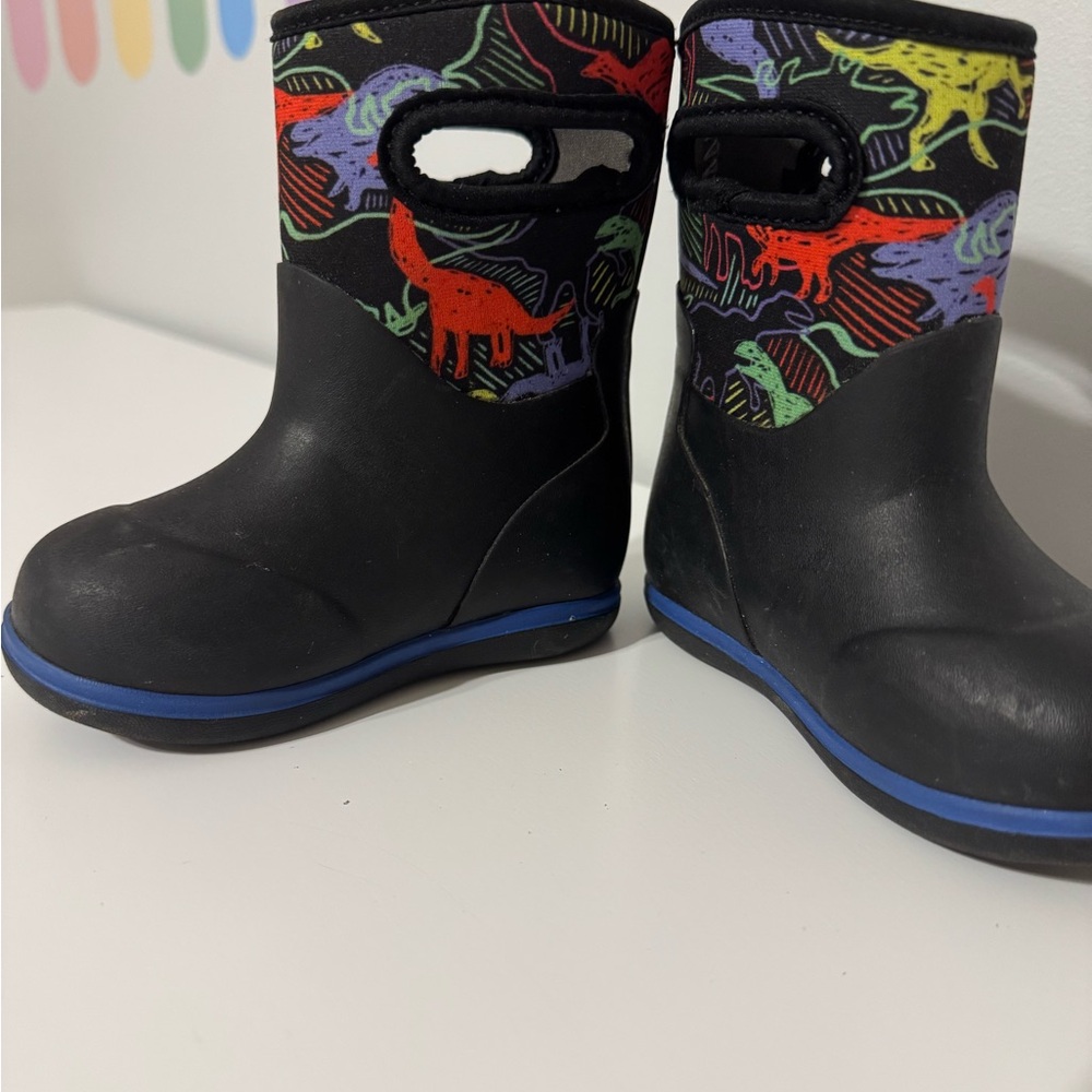 Bogs Kids' Black and Colorful Dinosaur Boots